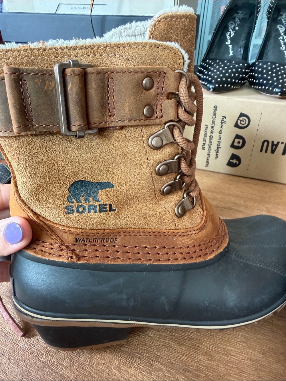 Sorel Brown and Black Waterproof Lace-Up Winter Boot